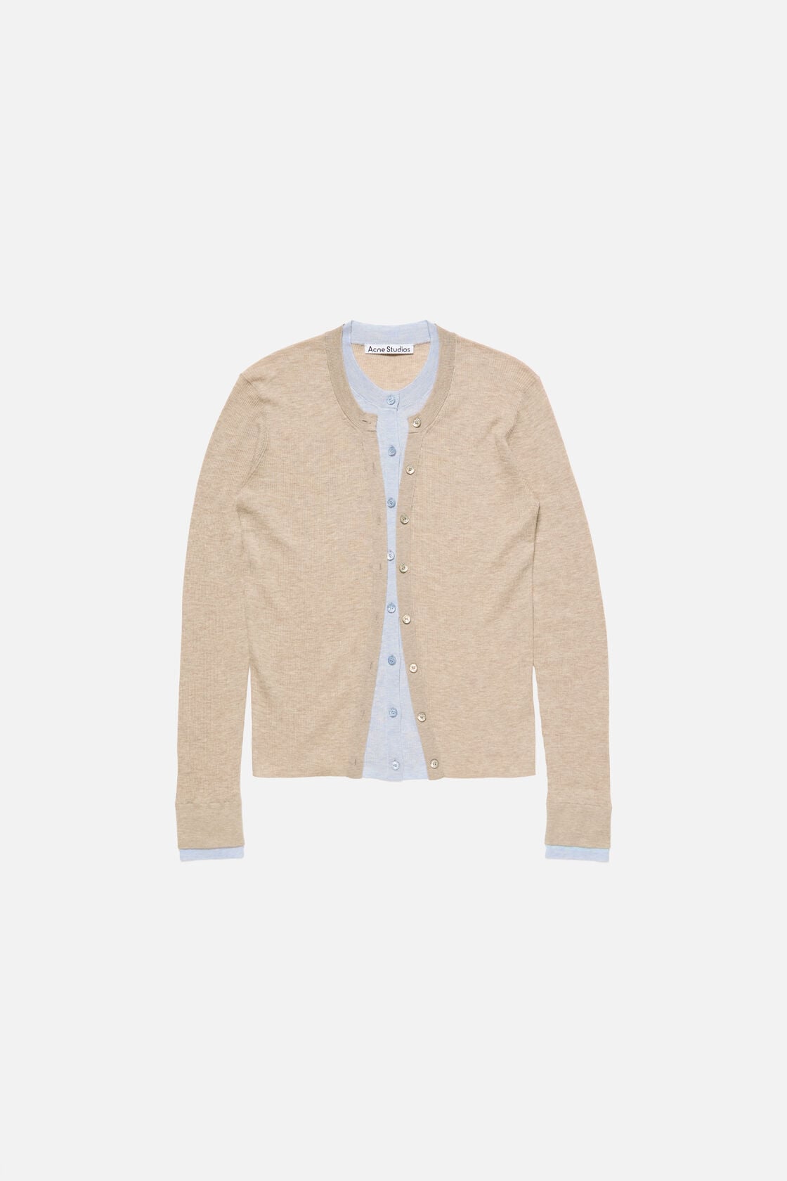 Acne Studios Layered silk-wool cardigan - Beige/light blue