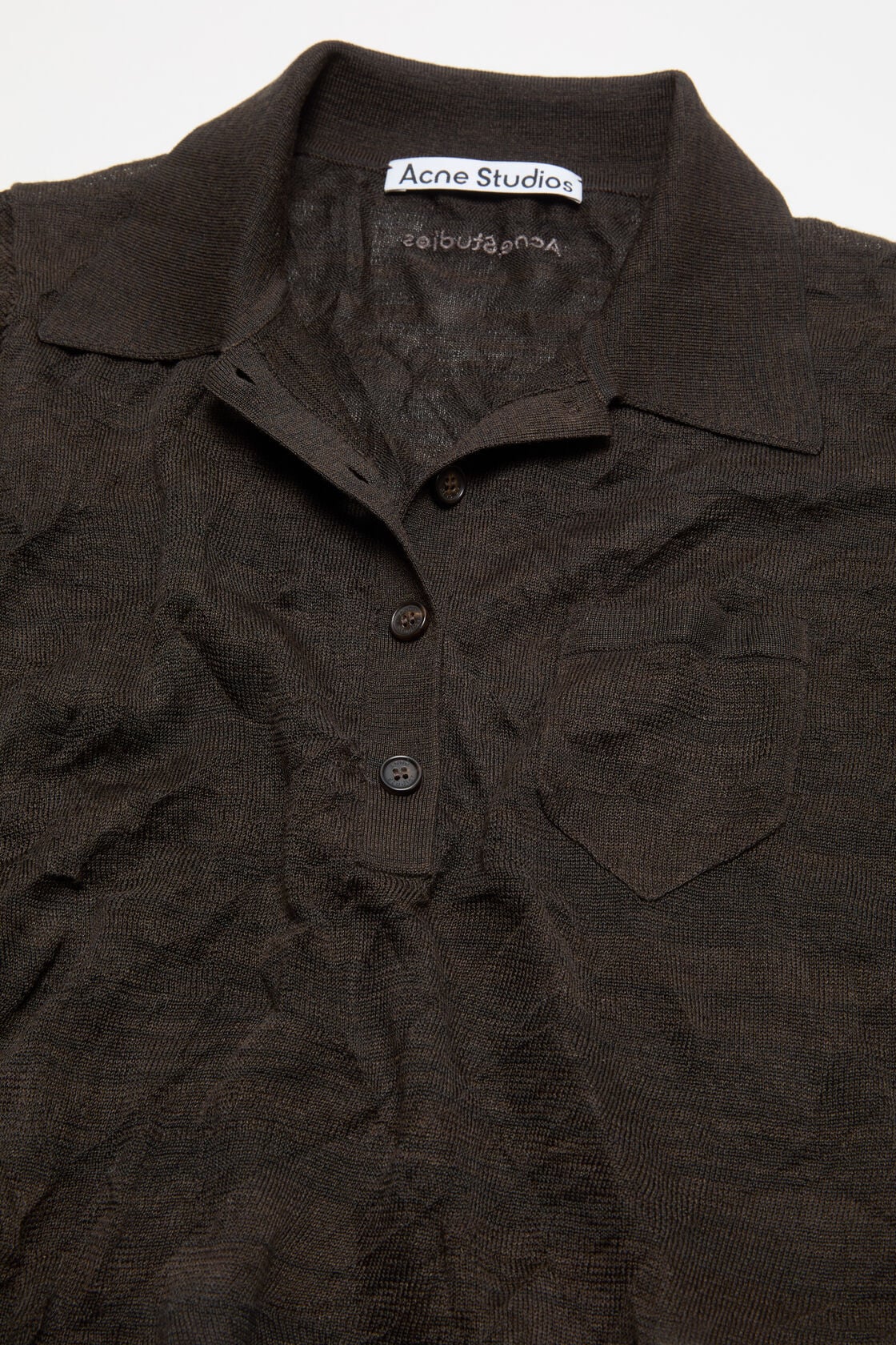Acne Studios Silk polo knit - Dark brown melange