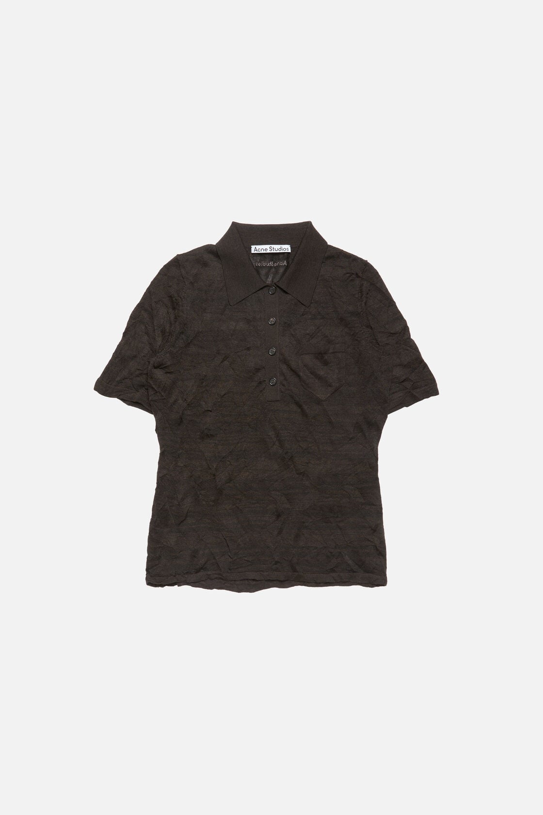 Acne Studios Silk polo knit - Dark brown melange