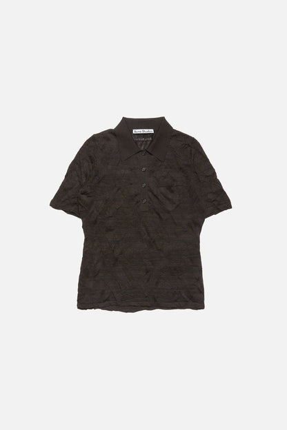 Acne Studios Silk polo knit - Dark brown melange