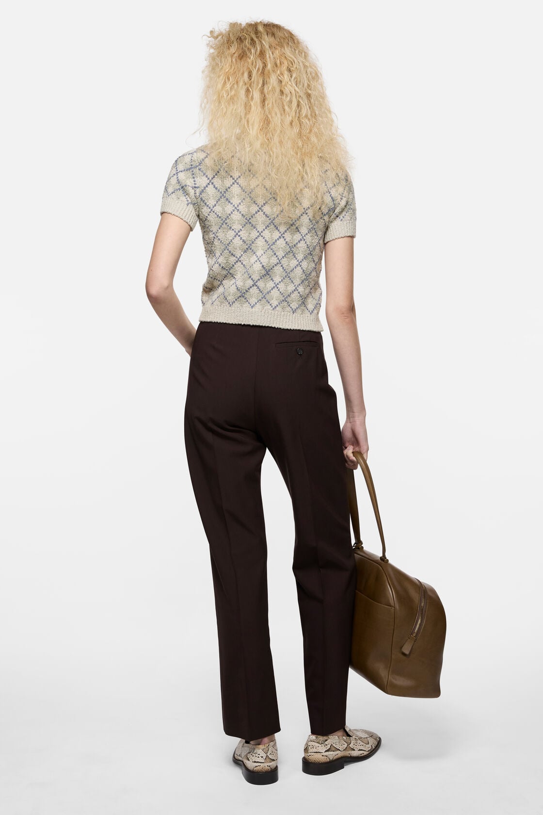 Acne Studios Bouclé Argyle Knit Sweater - Grey/white