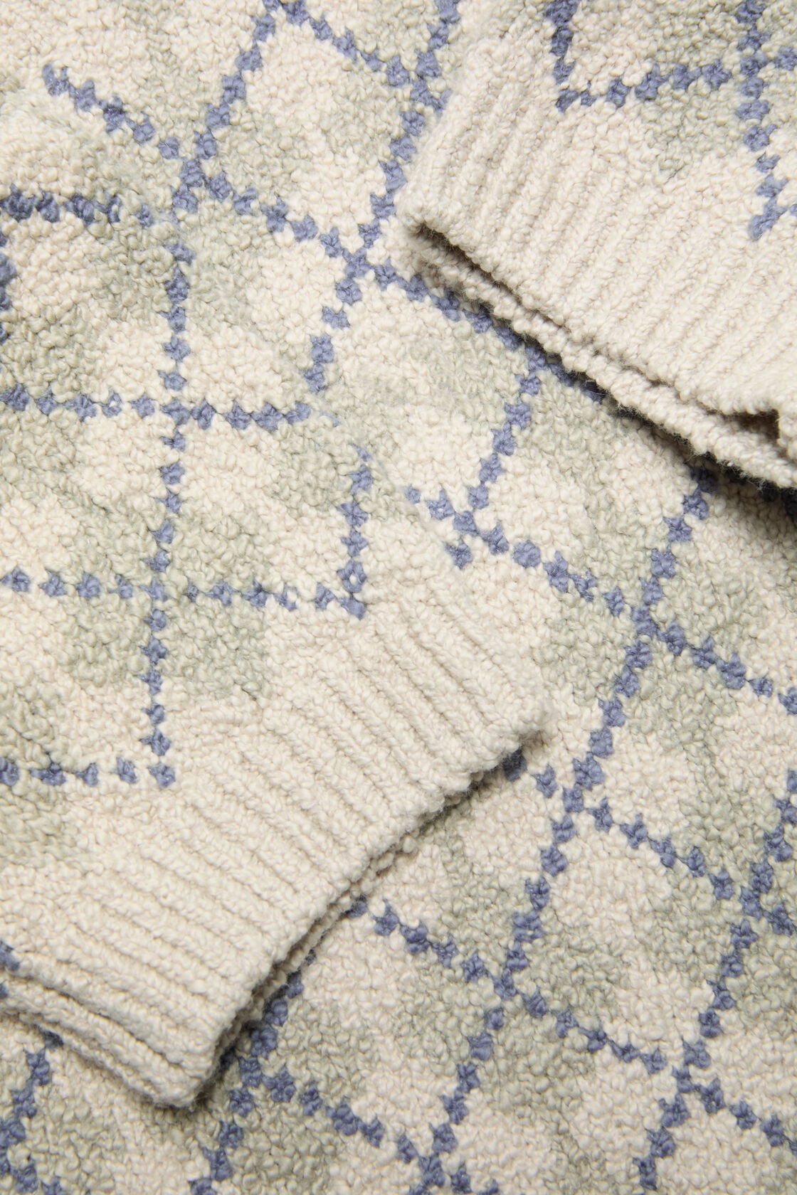 Acne Studios Bouclé Argyle Knit Sweater - Grey/white
