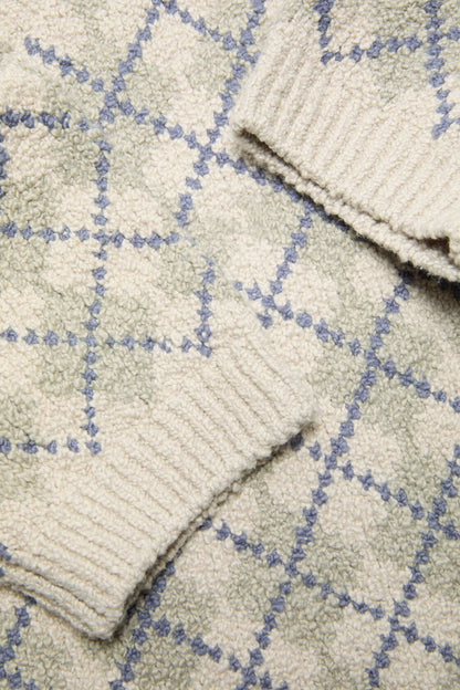 Acne Studios Bouclé Argyle Knit Sweater - Grey/white