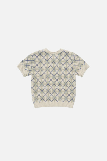 Acne Studios Bouclé Argyle Knit Sweater - Grey/white