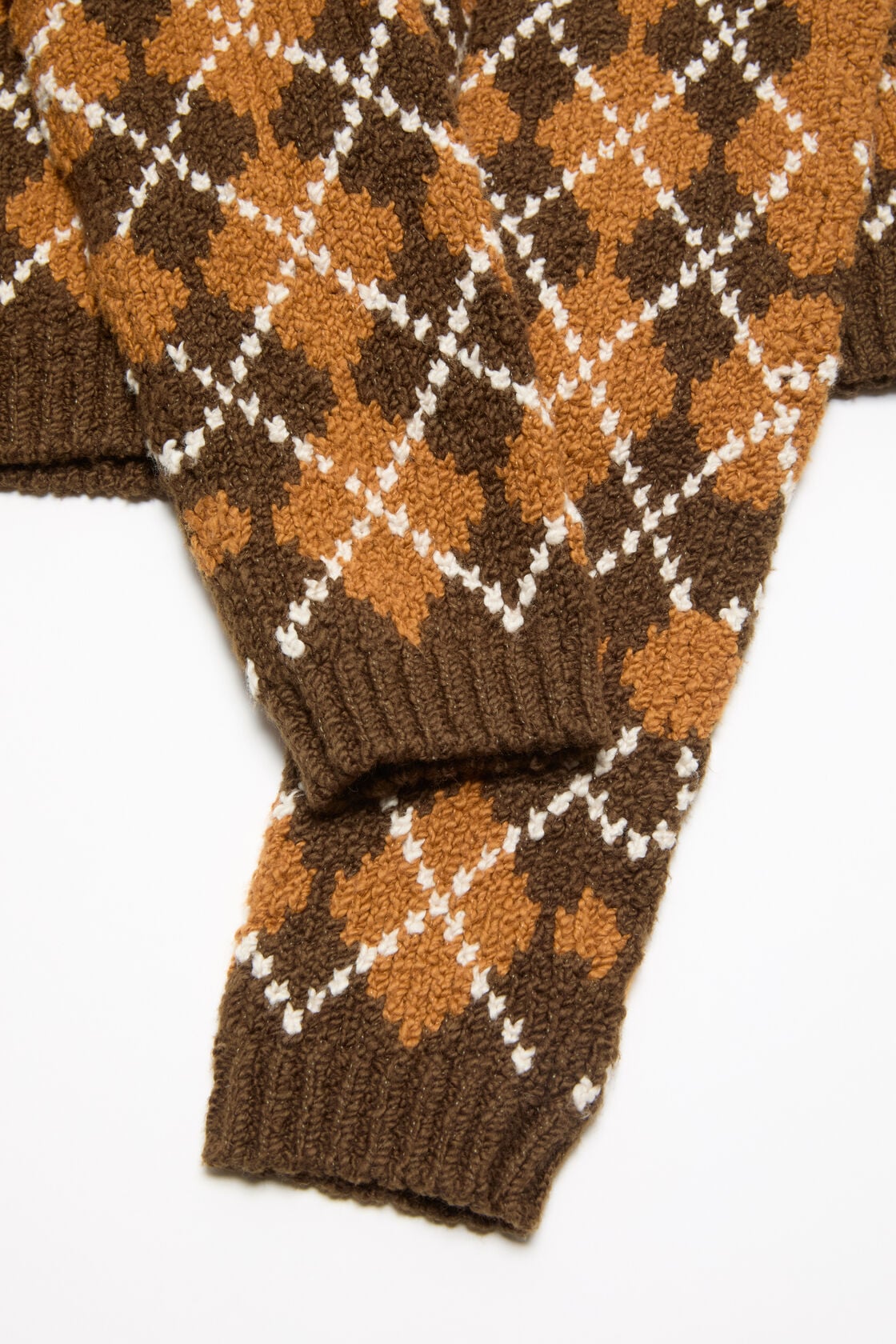 Acne Studios Bouclé Argyle Knit Cardigan - Brown/orange