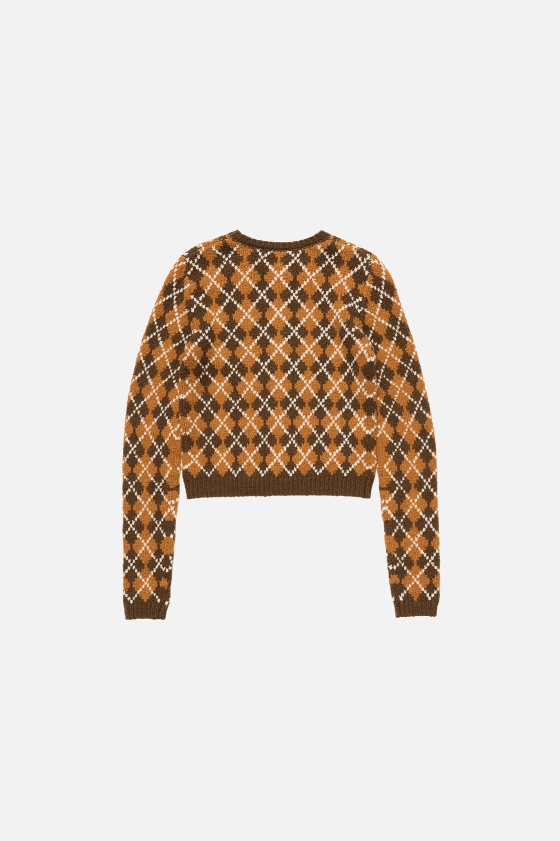Acne Studios Bouclé Argyle Knit Cardigan - Brown/orange