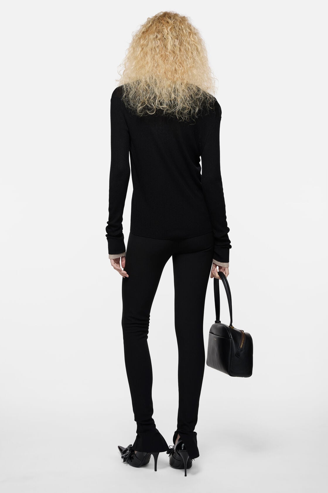 Acne Studios Layered silk-wool cardigan - Black/beige