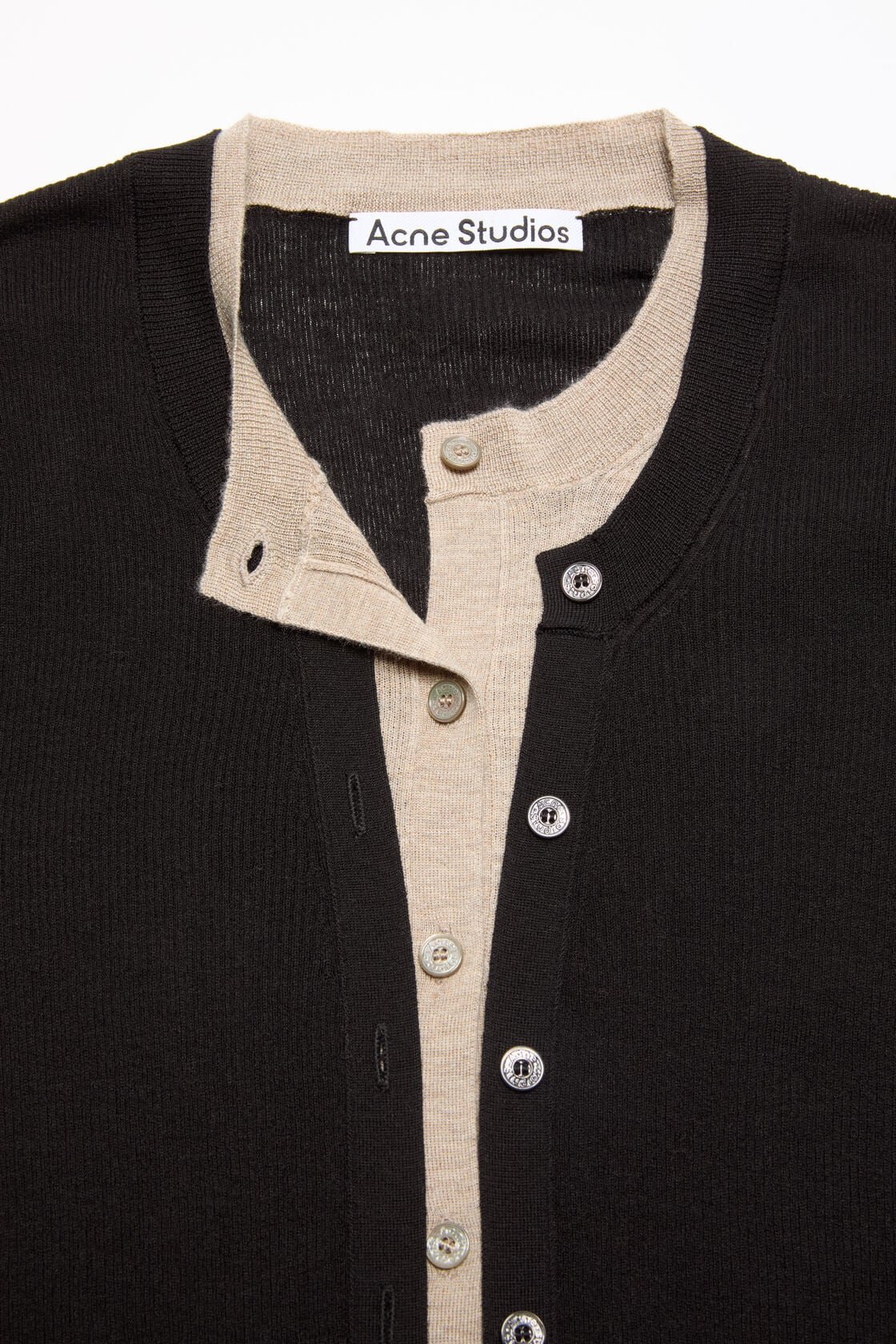 Acne Studios Layered silk-wool cardigan - Black/beige