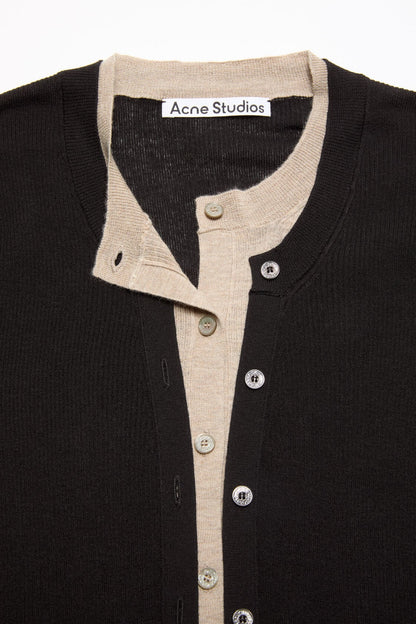Acne Studios Layered silk-wool cardigan - Black/beige
