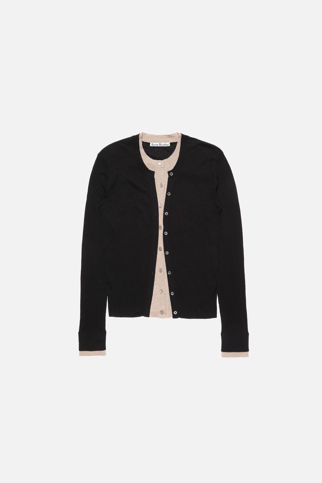 Acne Studios Layered silk-wool cardigan - Black/beige