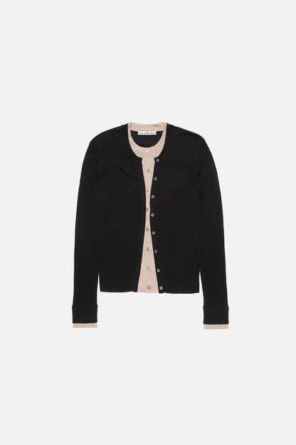Acne Studios Layered silk-wool cardigan - Black/beige