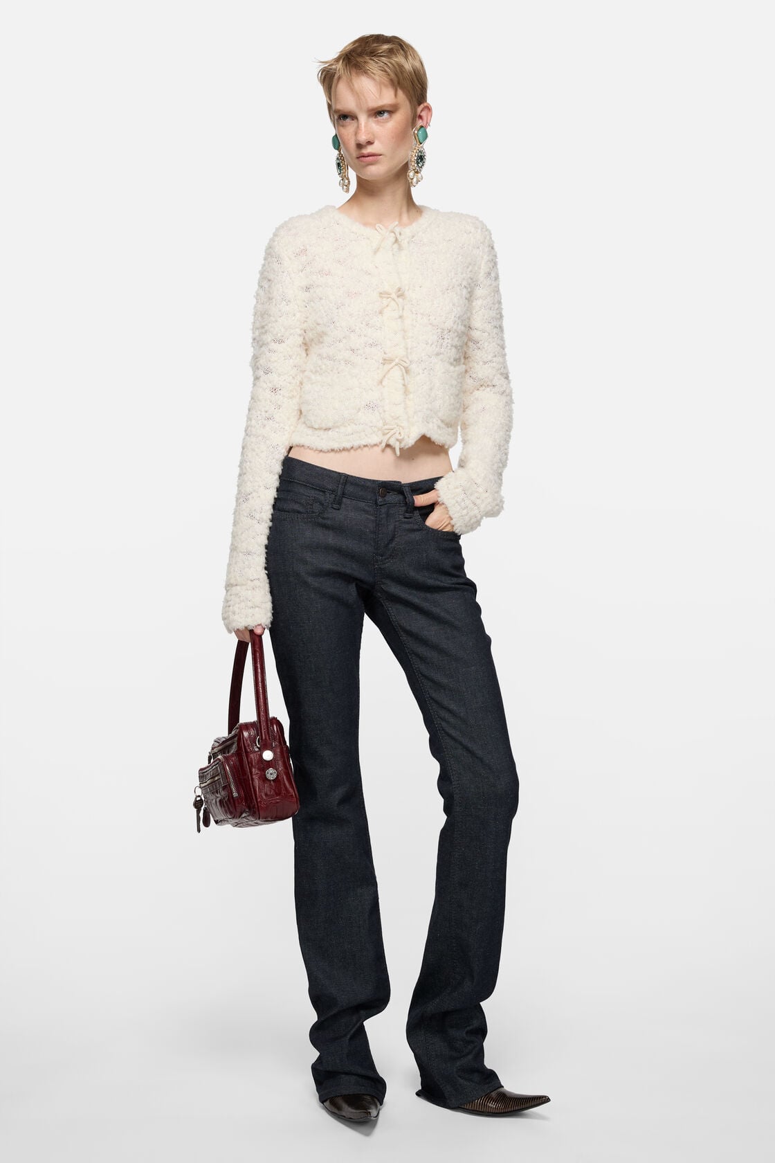 Acne Studios Bow wool cardigan - White