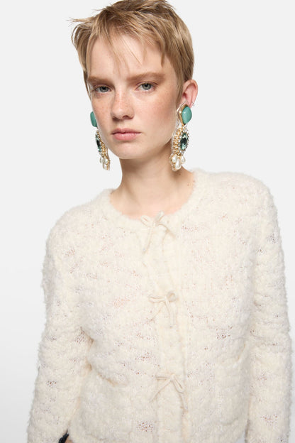 Acne Studios Bow wool cardigan - White