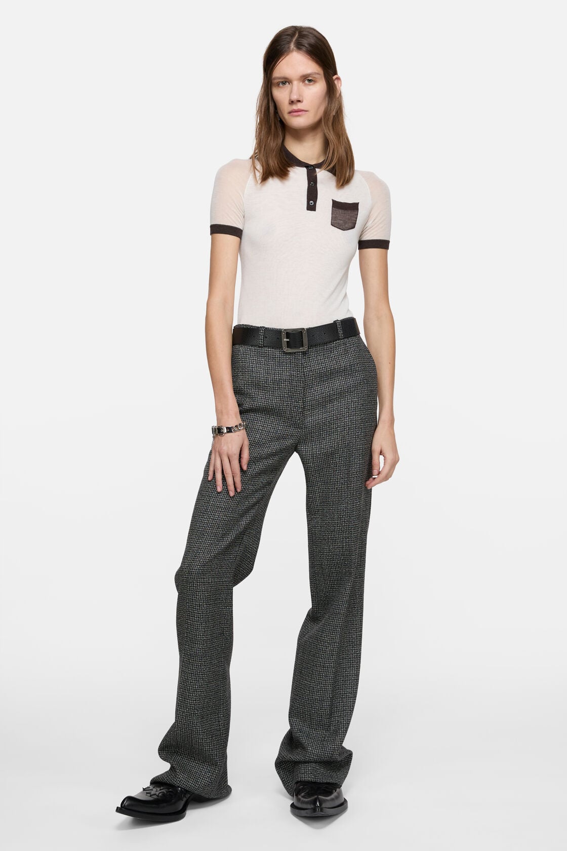 Acne Studios Sheer polo knit - White/brown