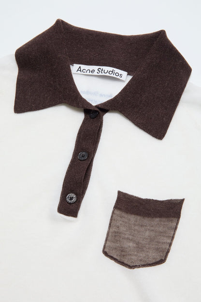 Acne Studios Sheer polo knit - White/brown