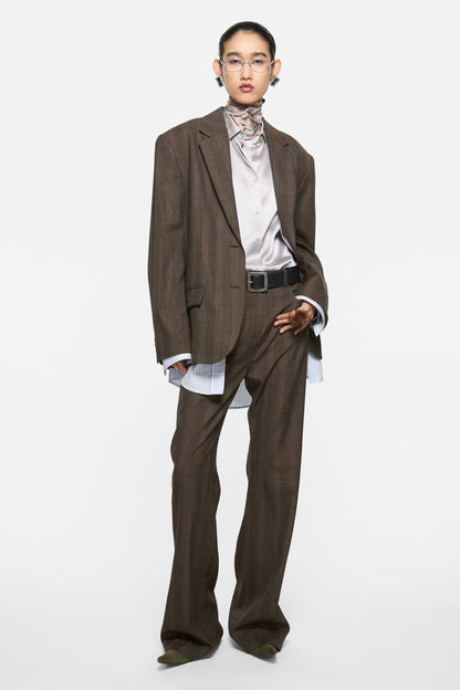 Acne Studios Tailored Wool Check Trousers - Brown/black