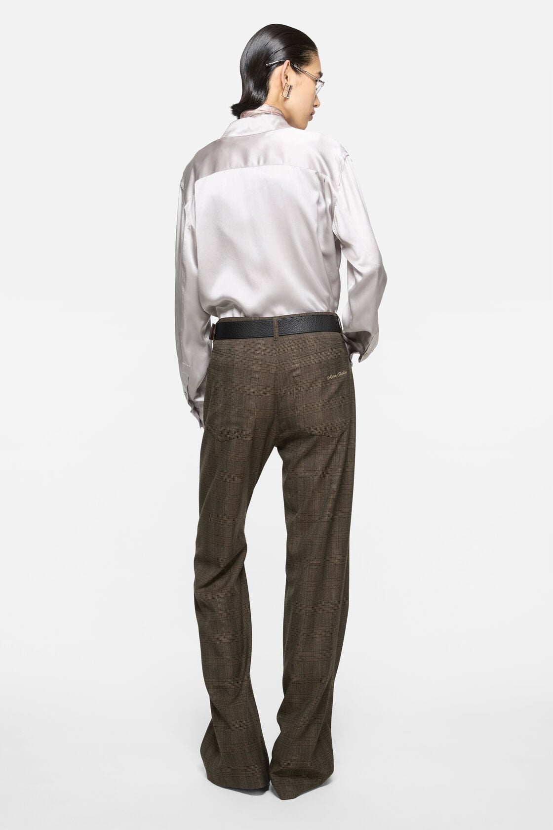 Acne Studios Tailored Wool Check Trousers - Brown/black