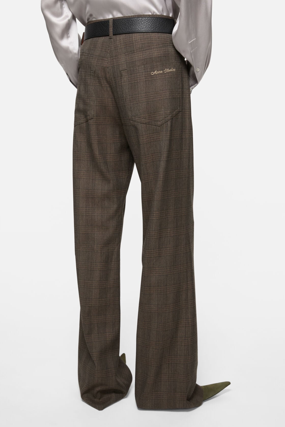 Acne Studios Tailored Wool Check Trousers - Brown/black