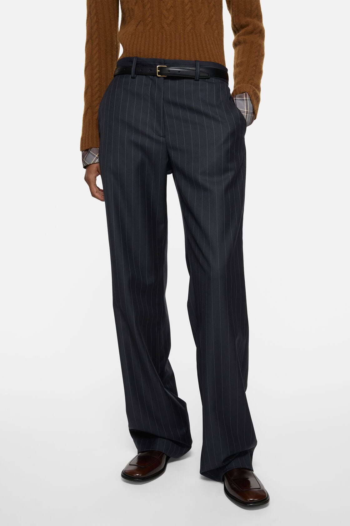 Acne Studios Pinstripe wool trousers - Navy blue