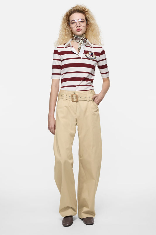 Acne Studios Twill trousers with belt - Pale beige