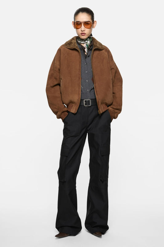 Acne Studios Cotton satin cargo trousers - Black