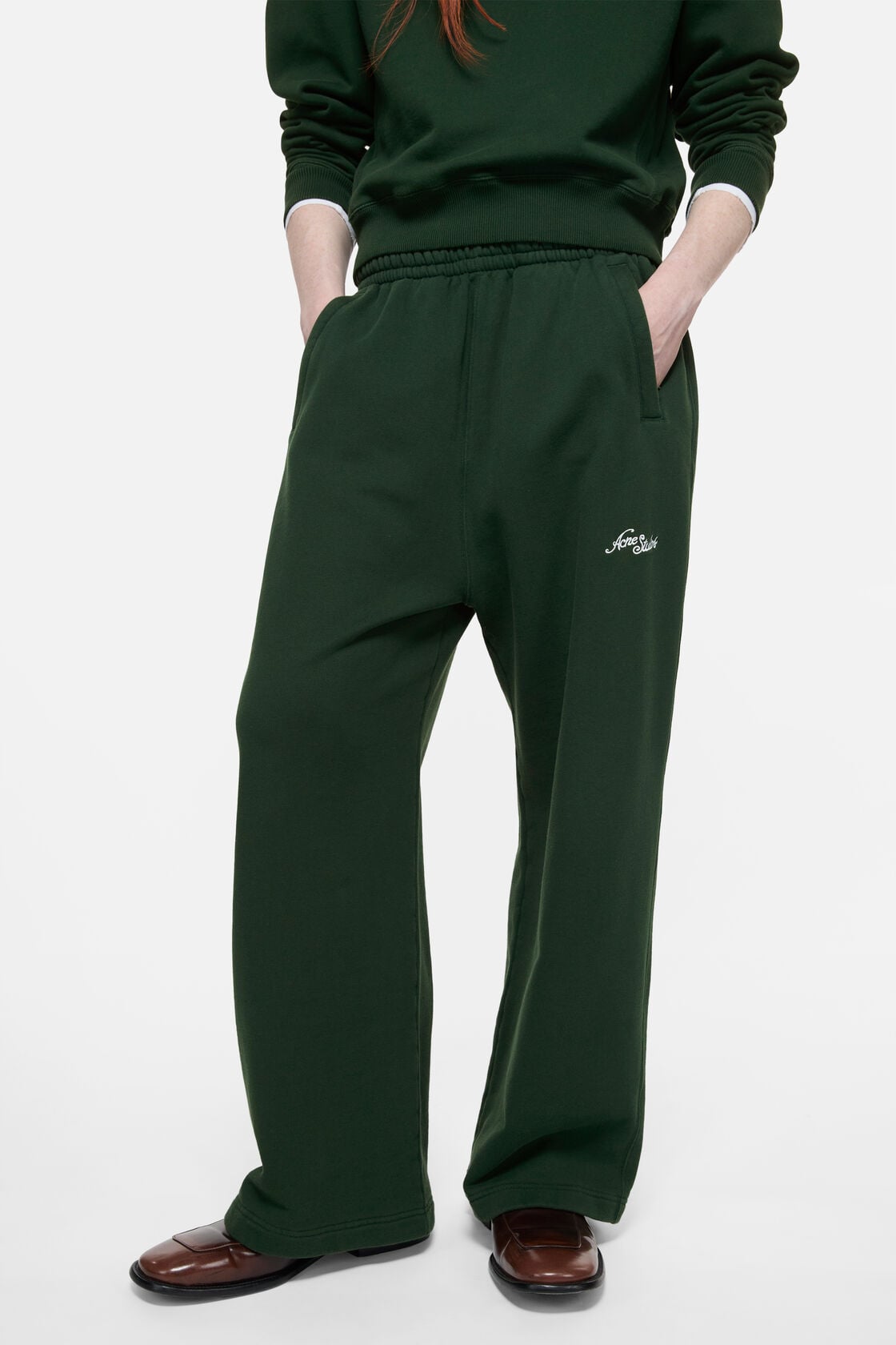 Acne Studios Fleece logo sweatpants - Dark green