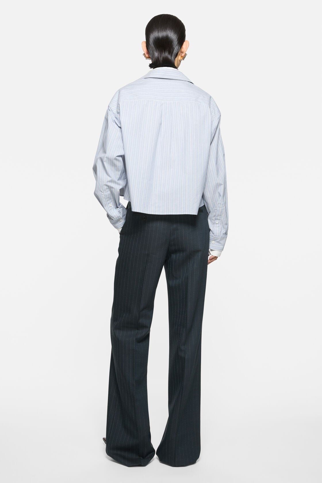 Acne Studios Pinstripe wool suit trousers - Black/Teal blue