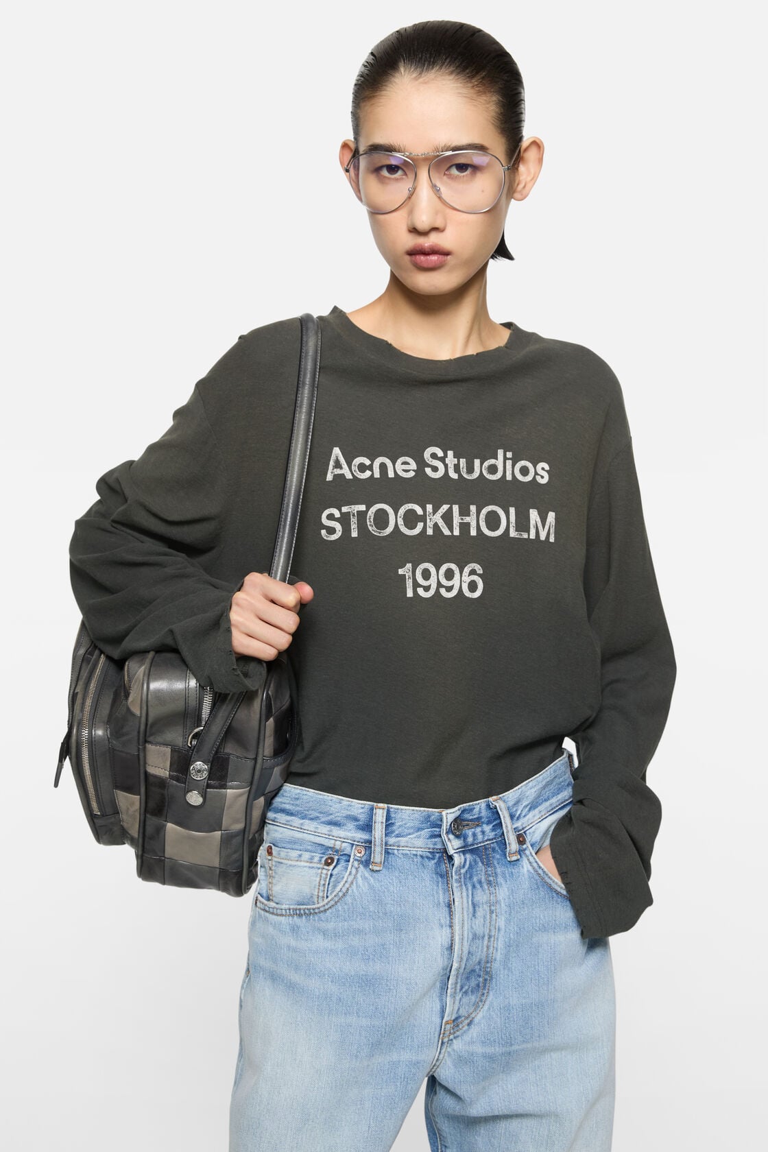 Acne Studios Sprayed 1996 logo t-shirt - Faded black