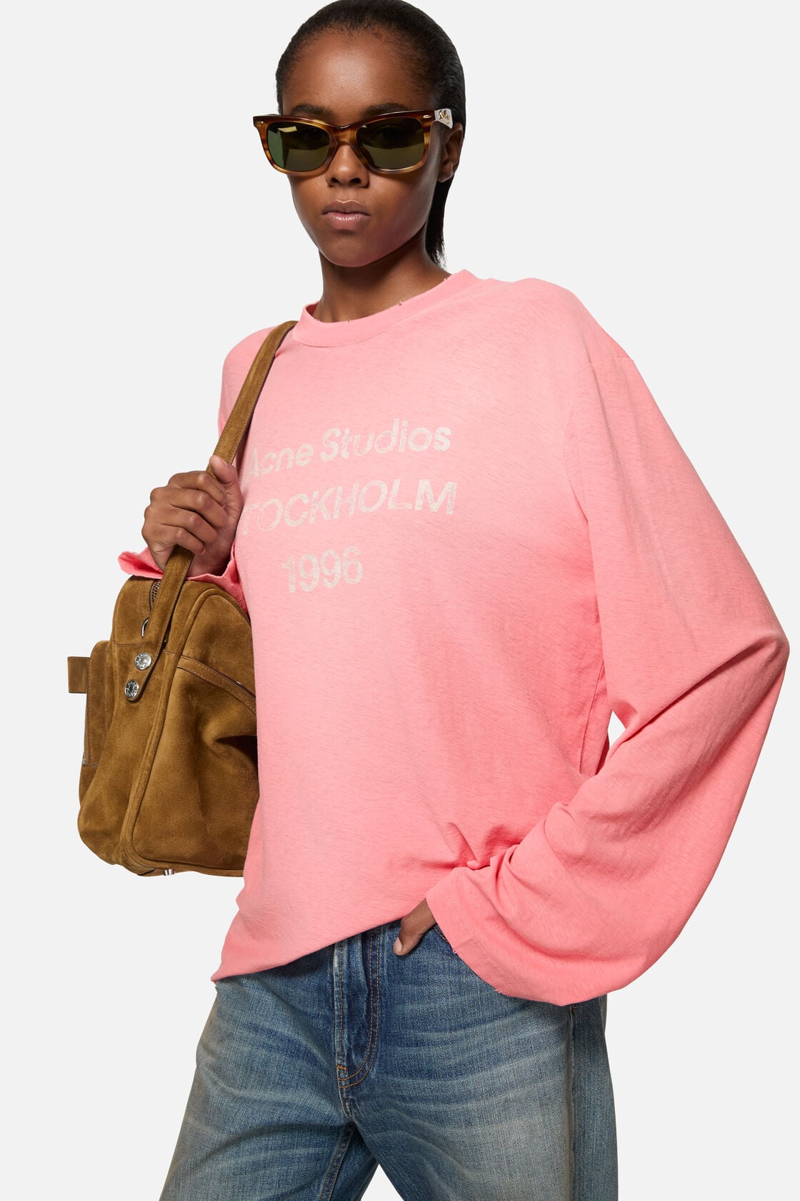Acne Studios Sprayed 1996 logo t-shirt - Tango pink