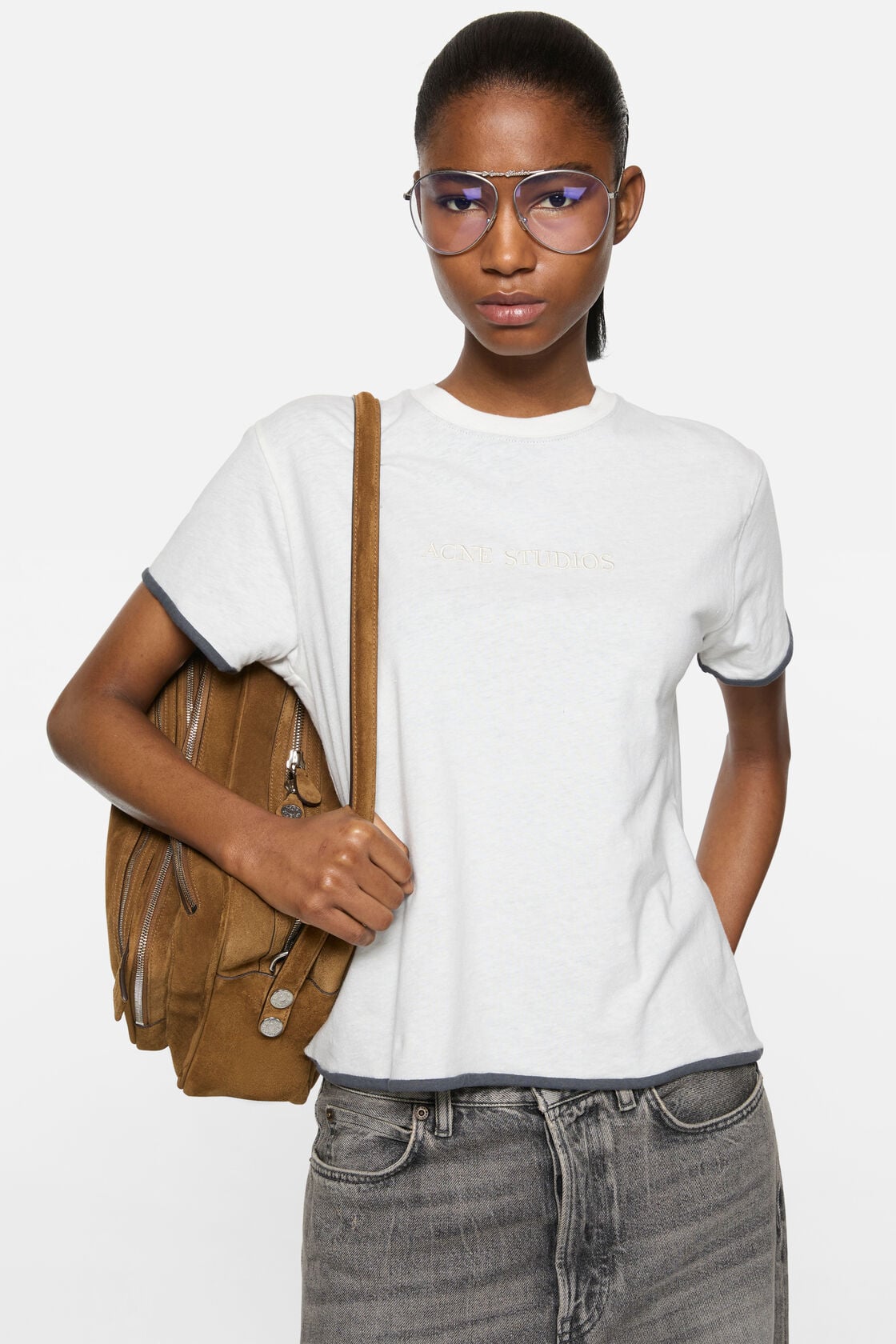 Acne Studios Layered t-shirt with logo - White/grey