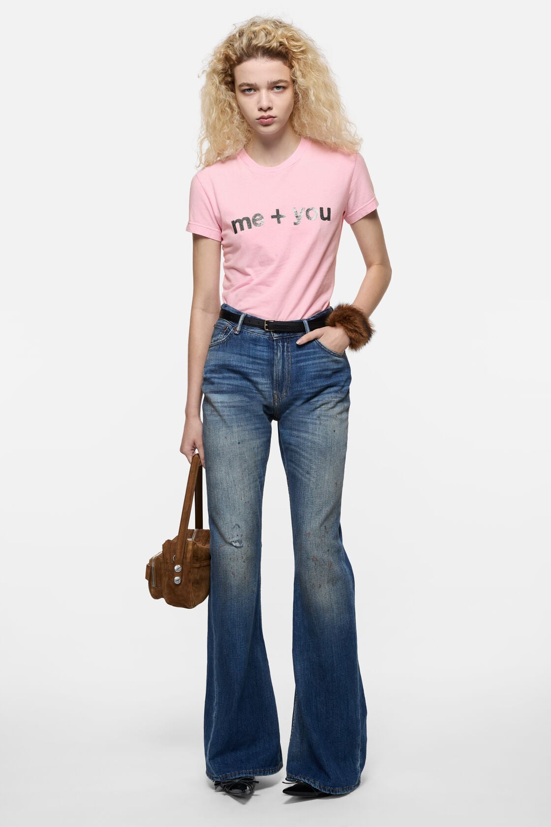 Acne Studios Fitted graphic  t-shirt - Pale Pink