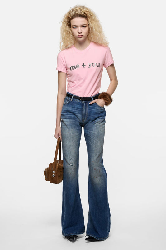 Acne Studios Fitted graphic  t-shirt - Pale Pink