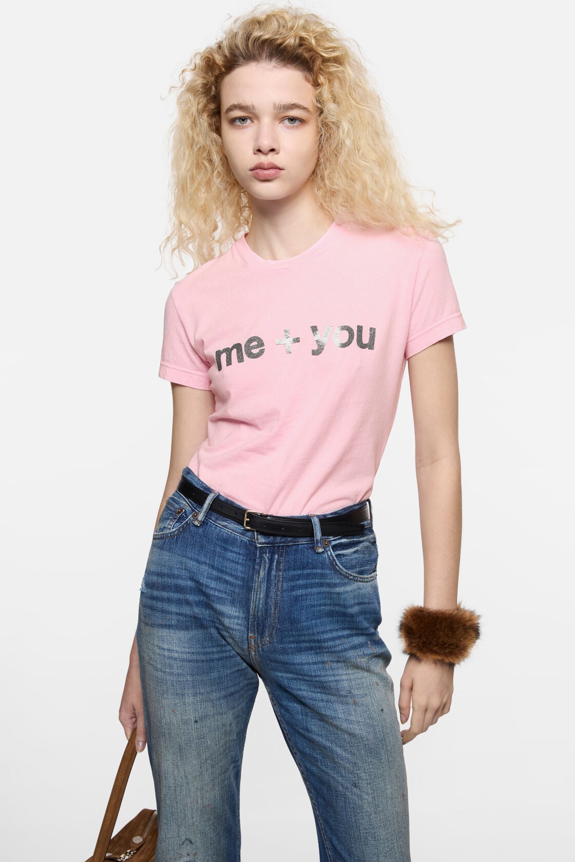 Acne Studios Fitted graphic  t-shirt - Pale Pink