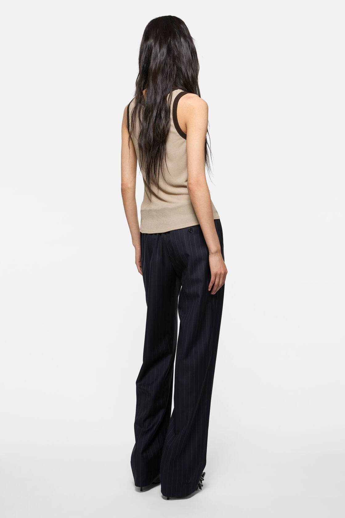 Acne Studios Ribbed tank top - Beige/black