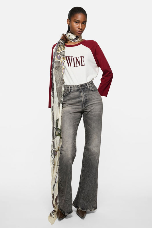 Acne Studios Wine graphic t-shirt - Burgundy/white