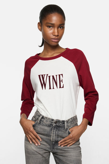 Acne Studios Wine graphic t-shirt - Burgundy/white