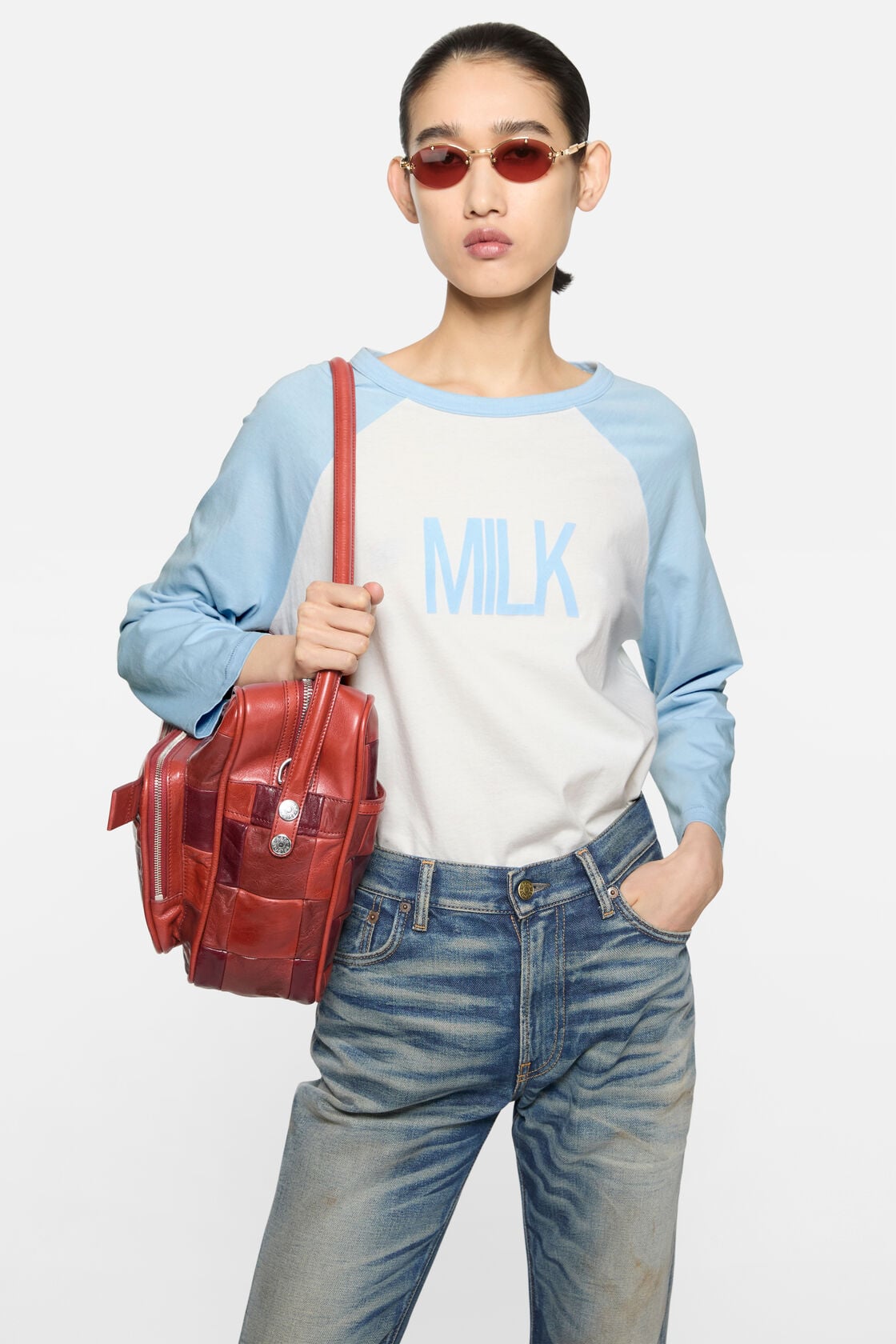 Acne Studios Milk graphic t-shirt - Pale blue/white