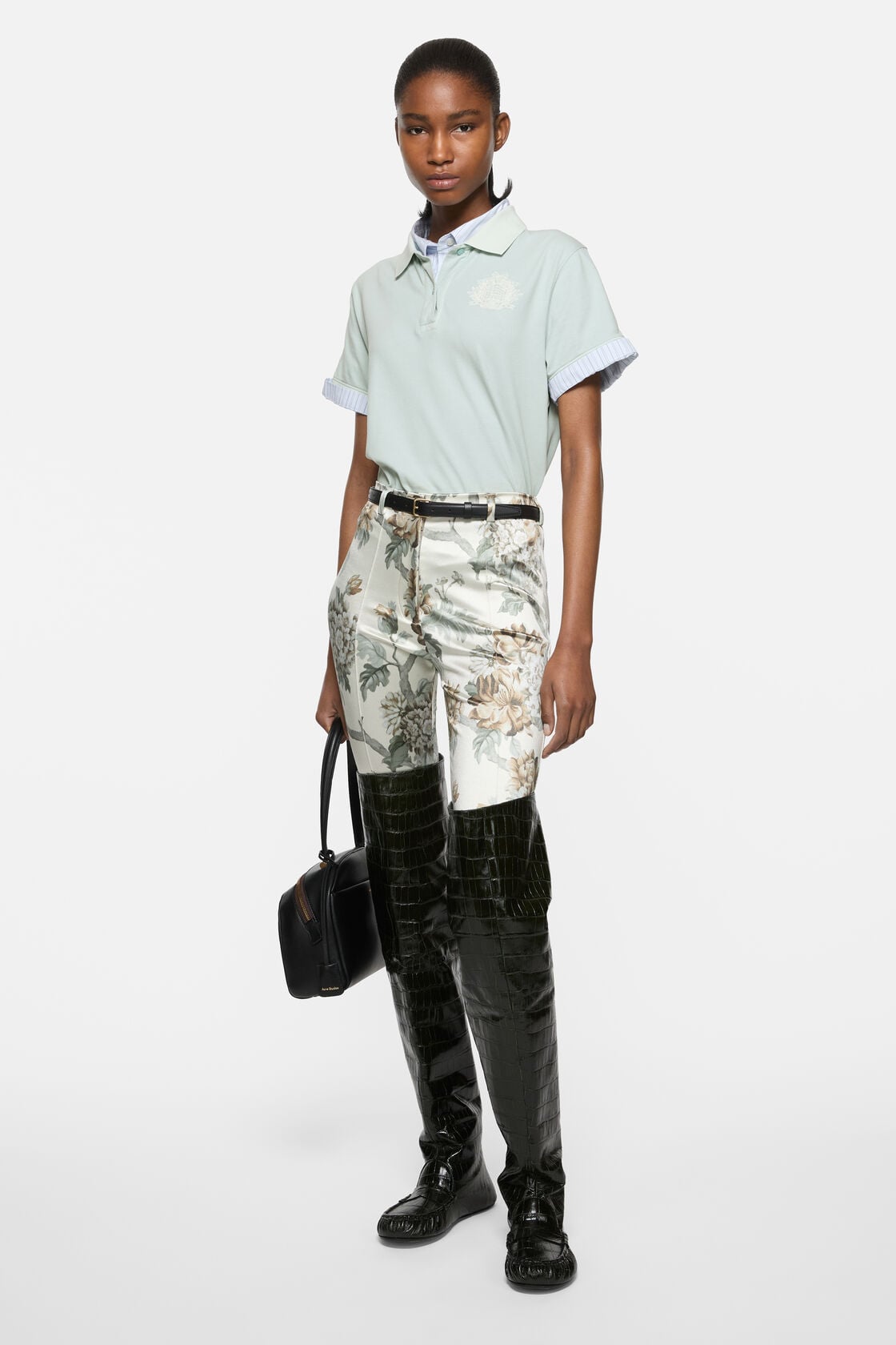 Acne Studios Layered polo shirt with logo - Light blue
