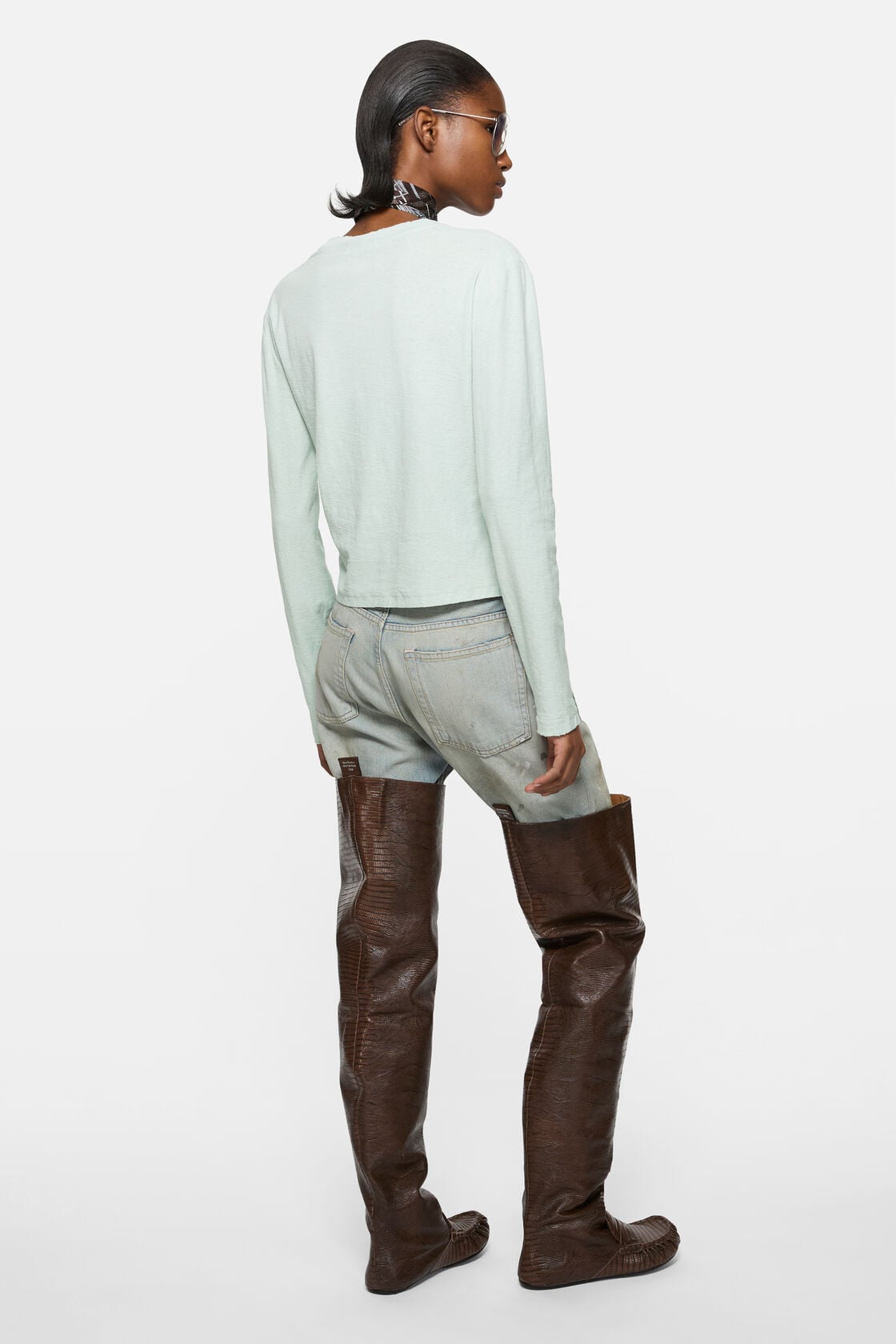 Acne Studios Distressed logo t-shirt - Pale mint