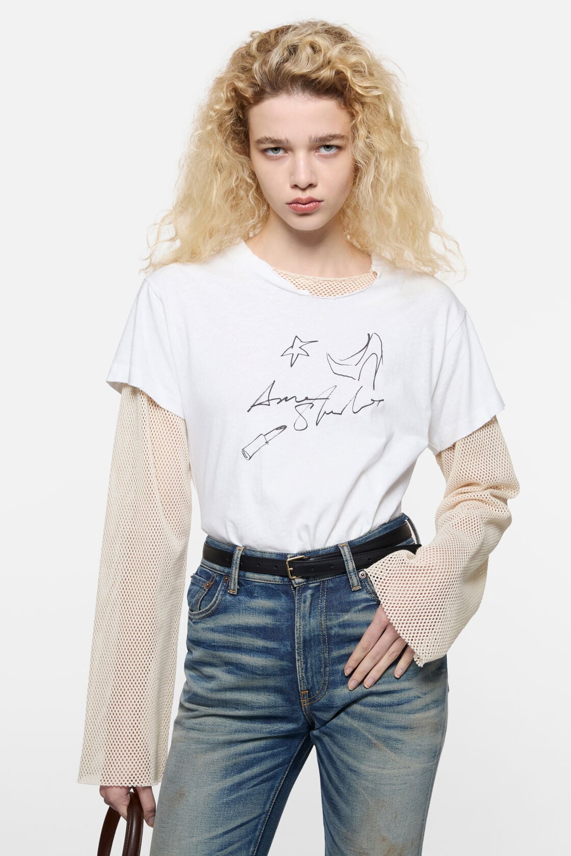 Acne Studios Layered mesh t-shirt - Off white