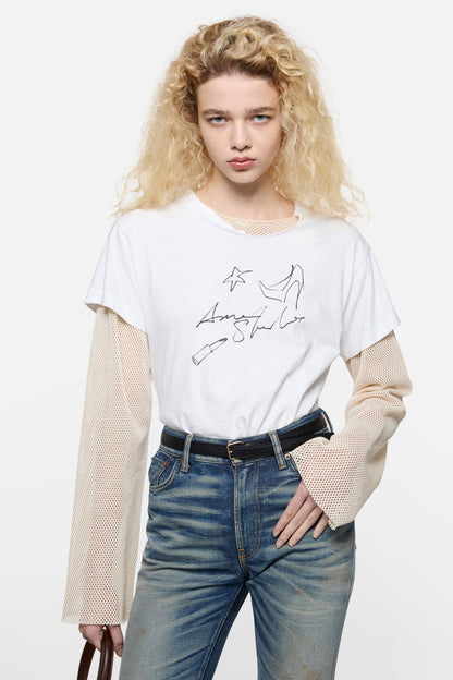 Acne Studios Layered mesh t-shirt - Off white
