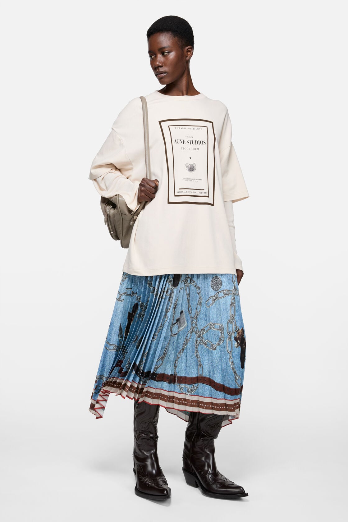 Acne Studios Layered graphic t-shirt - Warm beige