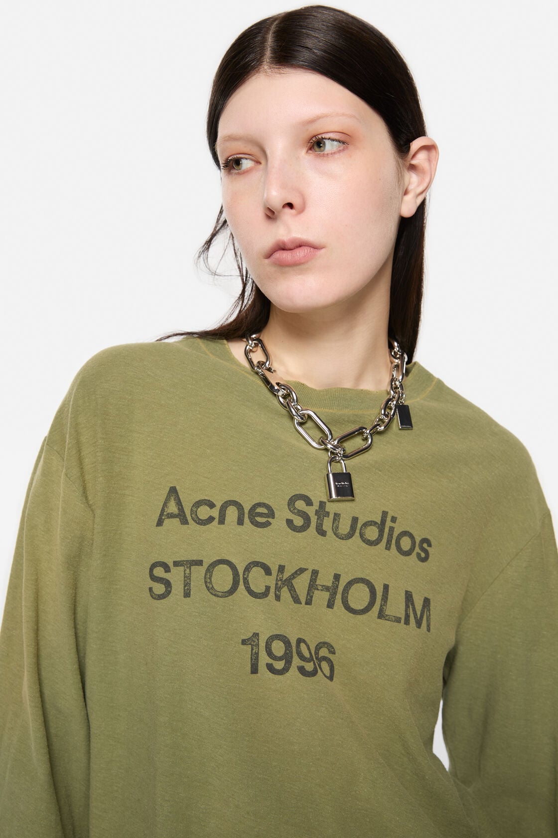 Acne Studios Sprayed 1996 logo t-shirt - Olive green