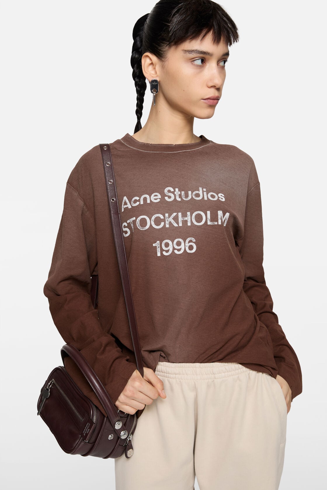 Acne Studios Sprayed 1996 logo t-shirt - Chocolate brown