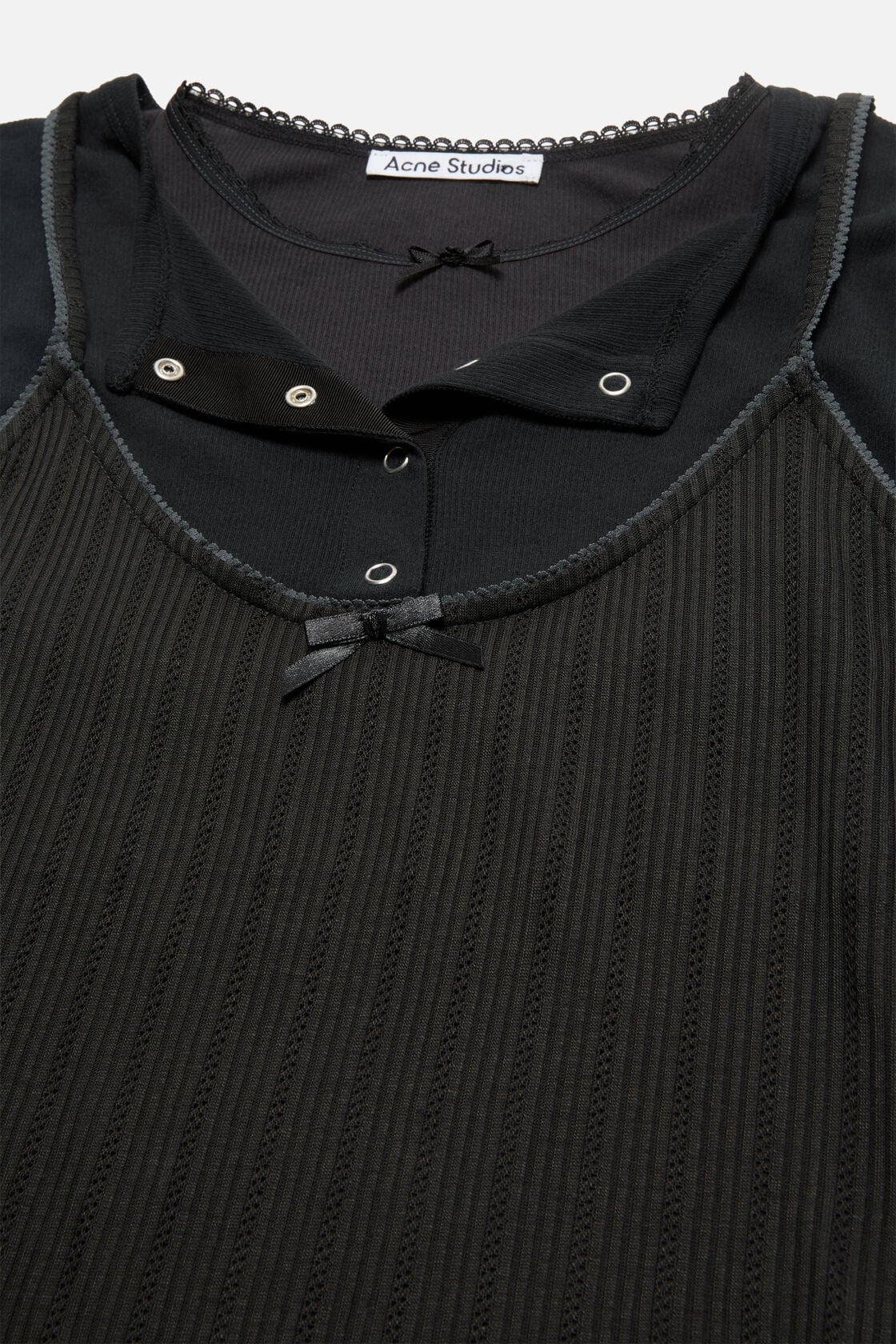 Acne Studios Layered jersey shirt with bow - Black