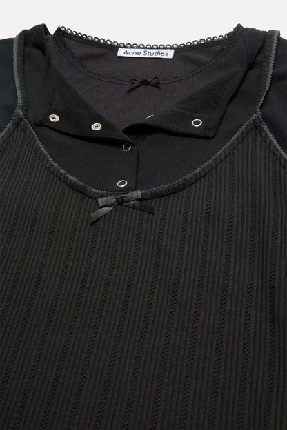 Acne Studios Layered jersey shirt with bow - Black