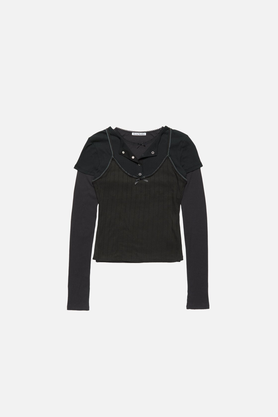 Acne Studios Layered jersey shirt with bow - Black
