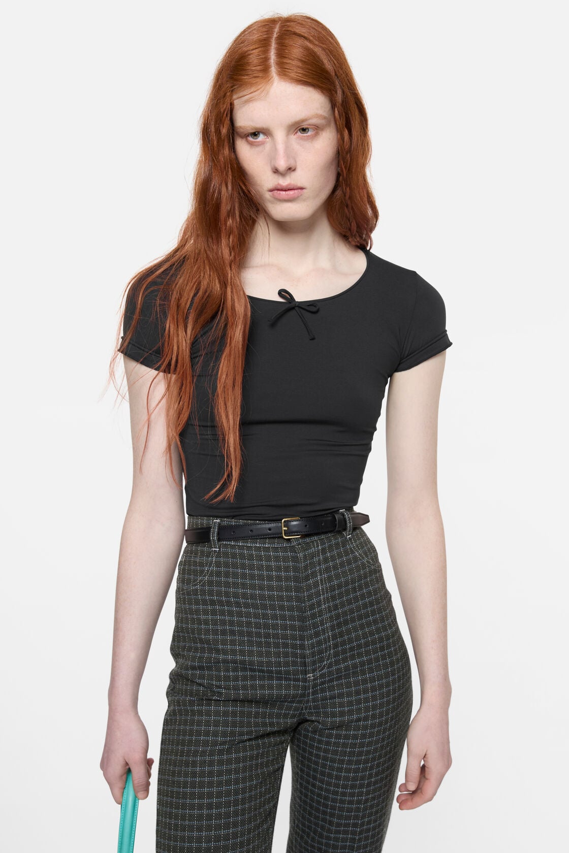 Acne Studios Jersey t-shirt with bow - Black