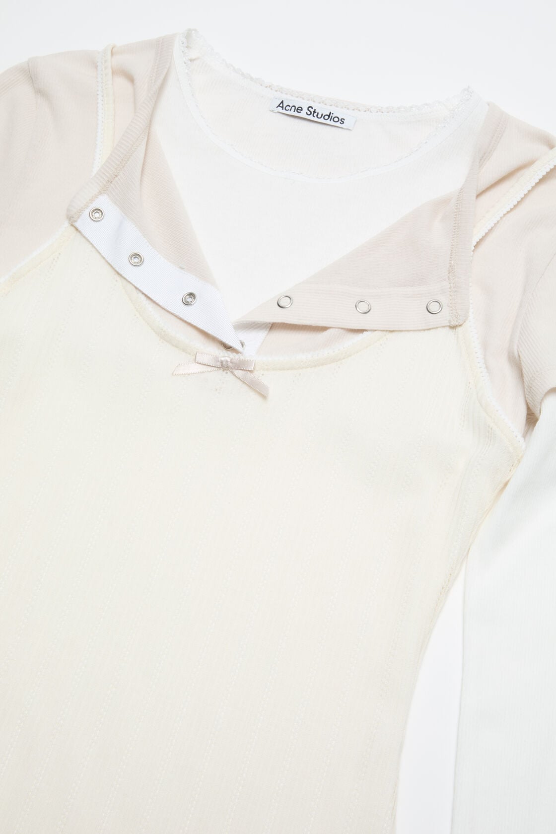 Acne Studios Layered jersey shirt with bow - White/Off White