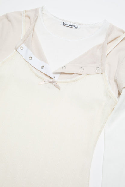 Acne Studios Layered jersey shirt with bow - White/Off White